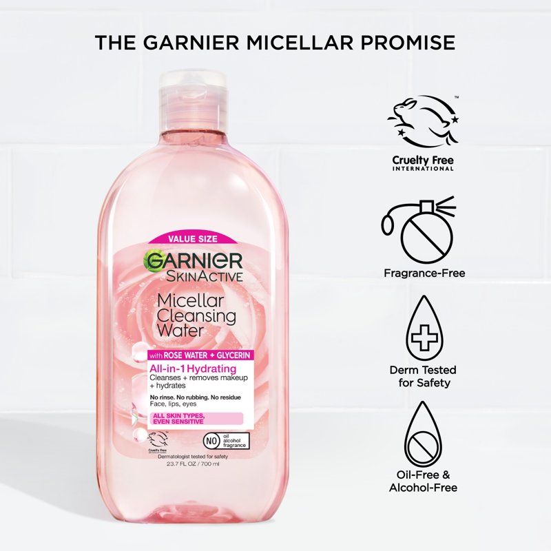Micellar Cleansing Water All in 1 Hydrating Rose Makeup Remover & Face Cleanser