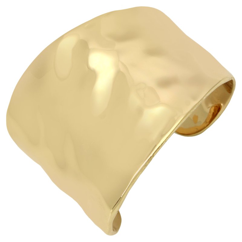 Hammered Gold Cuff Bracelet - 5.25 Inch Wide Sculptural Jewelry