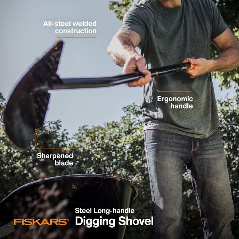 Long Handle Digging Shovel for Tough Soil - Durable Steel Garden Tool