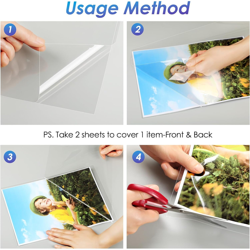 Self-Adhesive Laminating Sheets 8.5 x 11 Inches Pack of 25 - No Laminator Needed