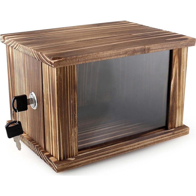 Wooden Donation & Suggestion Box with Lock & Chalkboard - Rustic Reclaimed Style