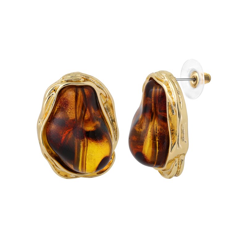 Jessica Simpson Women's Drop Earrings with Brown Stone Accents – Elegant Jewelry Accessory