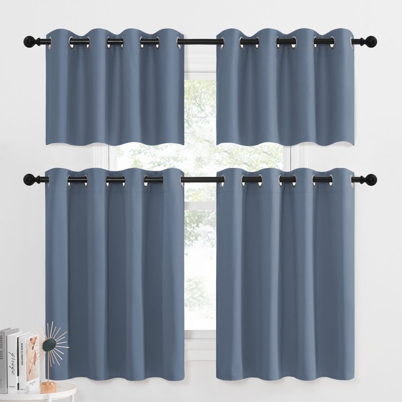 Blackout Kitchen Curtain Tiers Set of 2 | Room Darkening Thermal Insulated Window Treatments