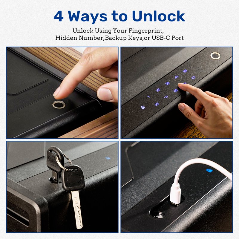 Biometric Gun Safe with Digital Keypad & App Control | Quick Access Pistol Safe