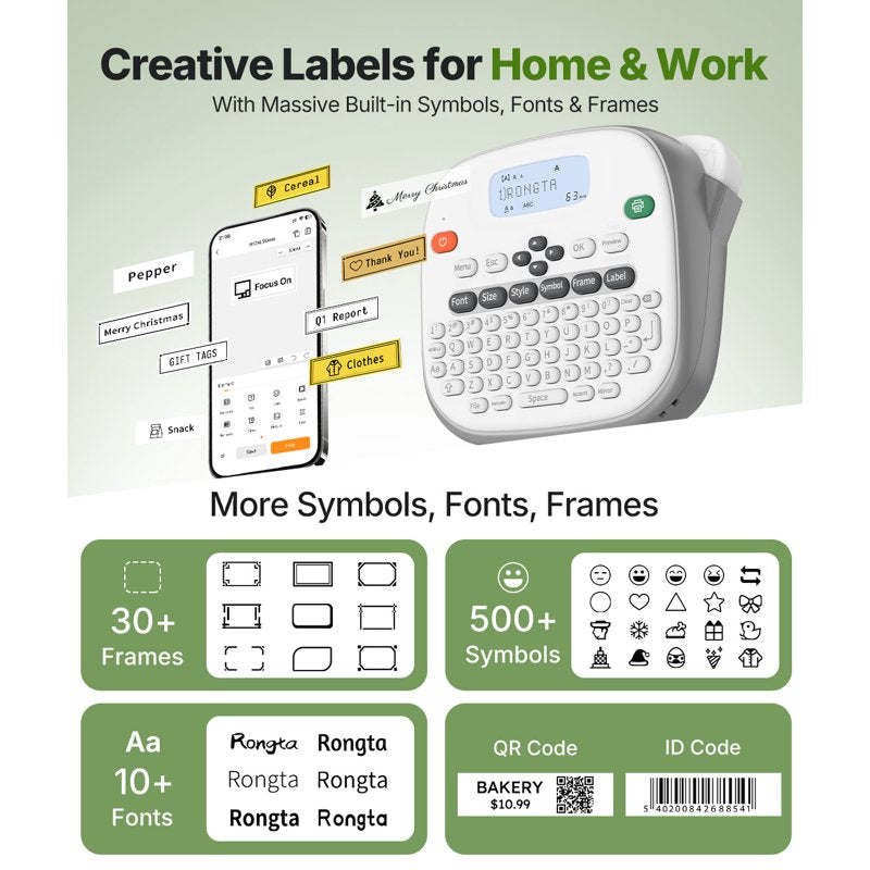 Bluetooth Label Maker with Tape - Thermal Printer for Home & Office Organization