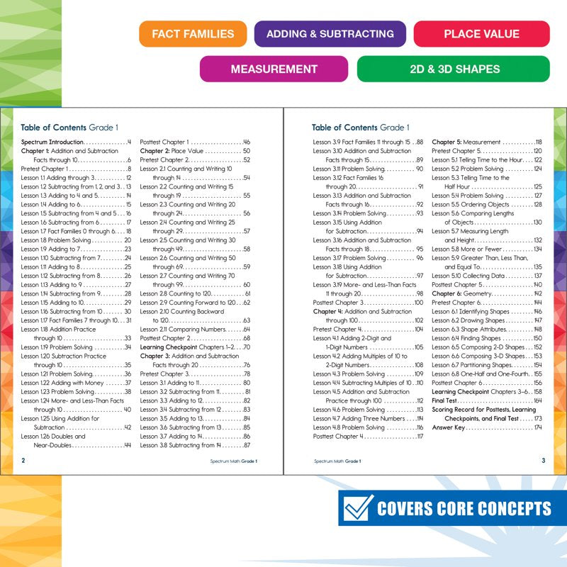 First Grade Math Workbook - Addition, Subtraction, Shapes & More