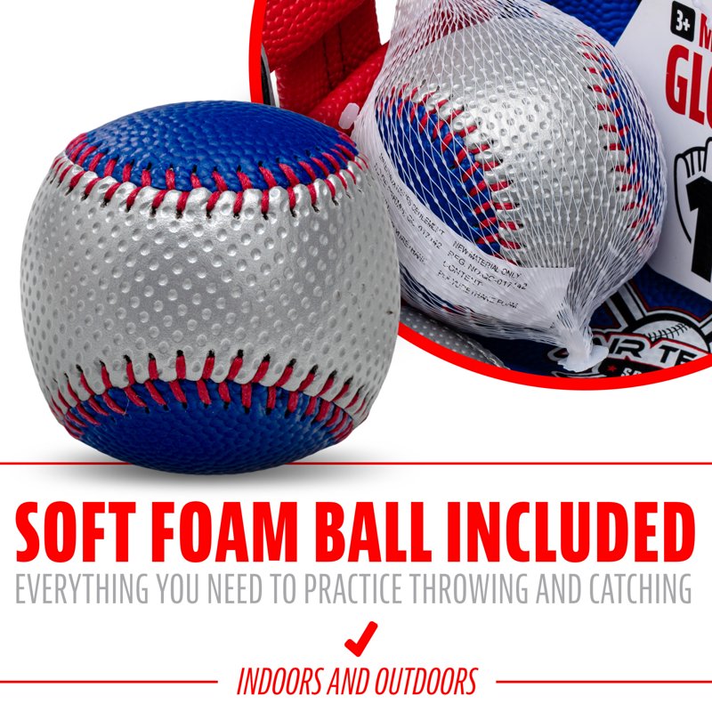 Kids Teeball Glove and Ball Set - 9 Inch, Lightweight, Right Hand Throw