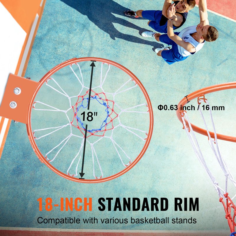 18-Inch Wall or Door Mount Basketball Rim with Net - Durable Steel Indoor & Outdoor