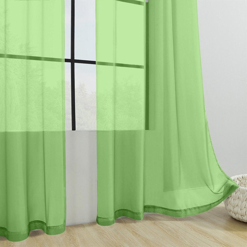 Light Filtering Semi-Sheer Polyester Window Curtain Panel with Rod Pocket
