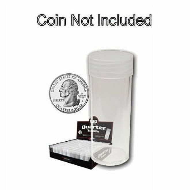 Coin Tubes Storage 24mm - Clear Plastic 5 Pack for Quarters