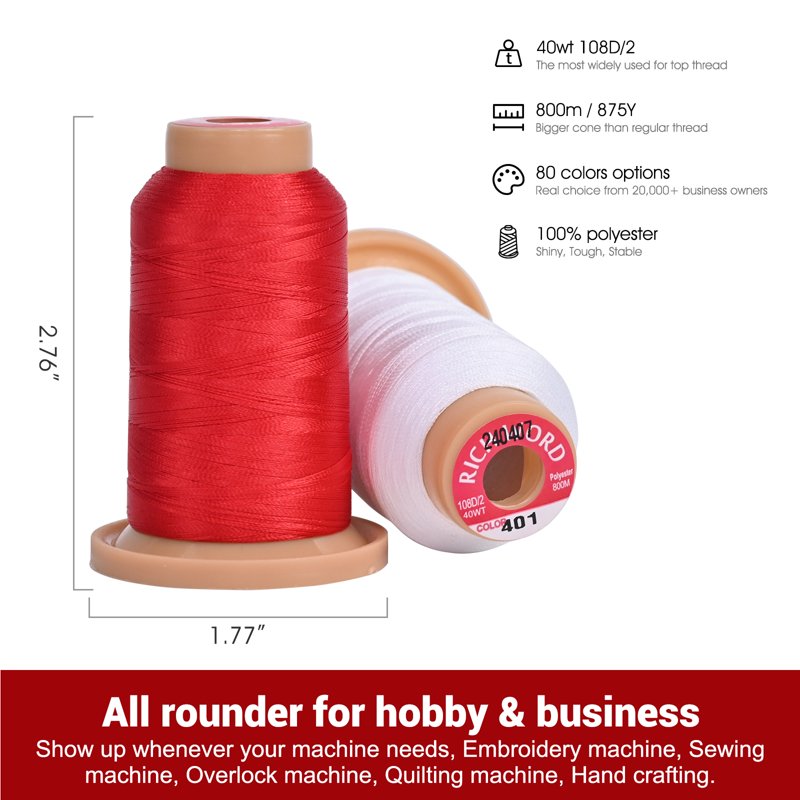 Embroidery Thread Kit - 60 Colors, 800M Polyester Spools for Sewing & Crafting