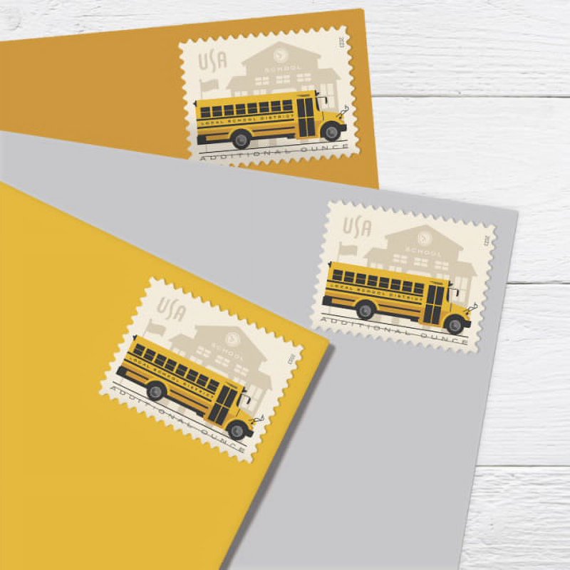 School Bus USPS Additional Ounce Postage Stamp - Set of 10