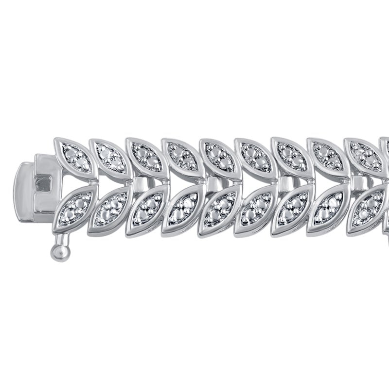Diamond Accent Leaf Bracelet - Silver Tone Over Brass, 7.5 Inch