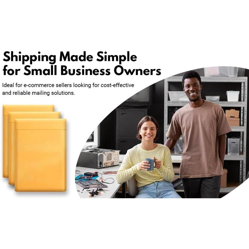 Self-Sealing Kraft Bubble Mailers - 7.25 x 12 Inches, 200 Envelopes