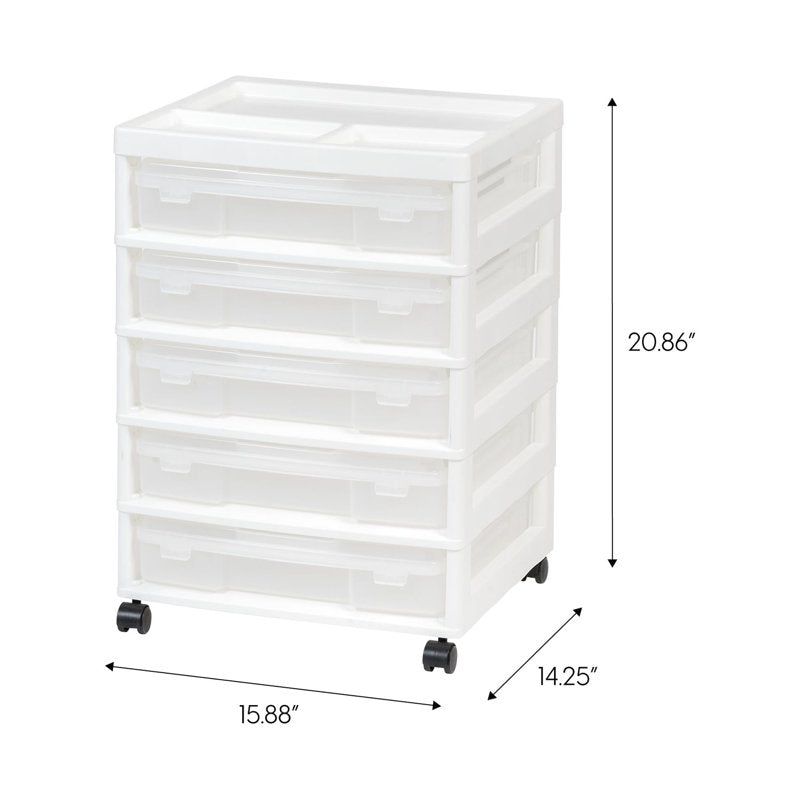 Scrapbook Storage Cart with 5 Removable Cases & Organizer Top - White