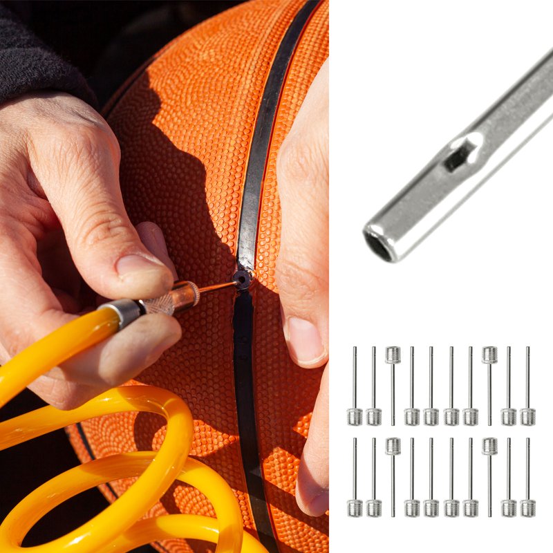 Sports Ball Inflation Needles Set - 20 Stainless Steel Pump Needles for Basketball Football Volleyball