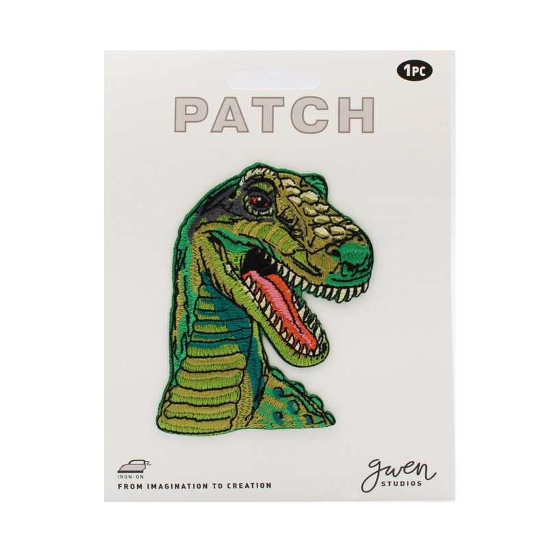 Green Dinosaur Iron-On Patch Applique 2.6x3.5 Inches - 2 Pack