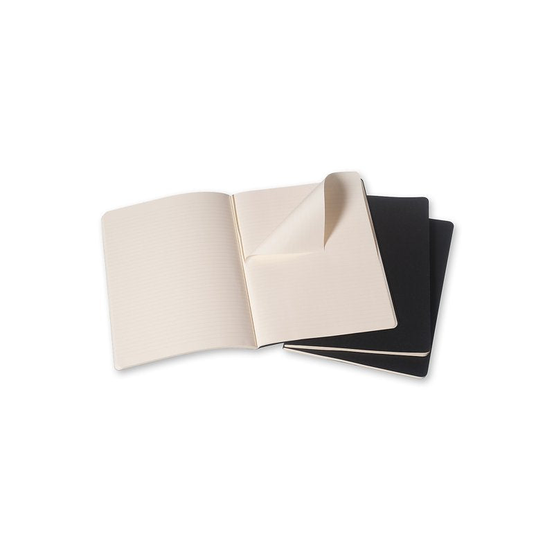 Set of 3 XL Ruled Notebook Journals - Black, Lightweight & Flexible