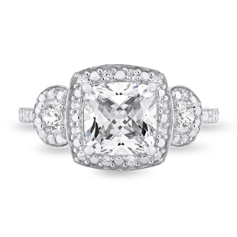 Sterling Silver 3 Stone White Diamond Ring - Hypoallergenic Gift Jewelry