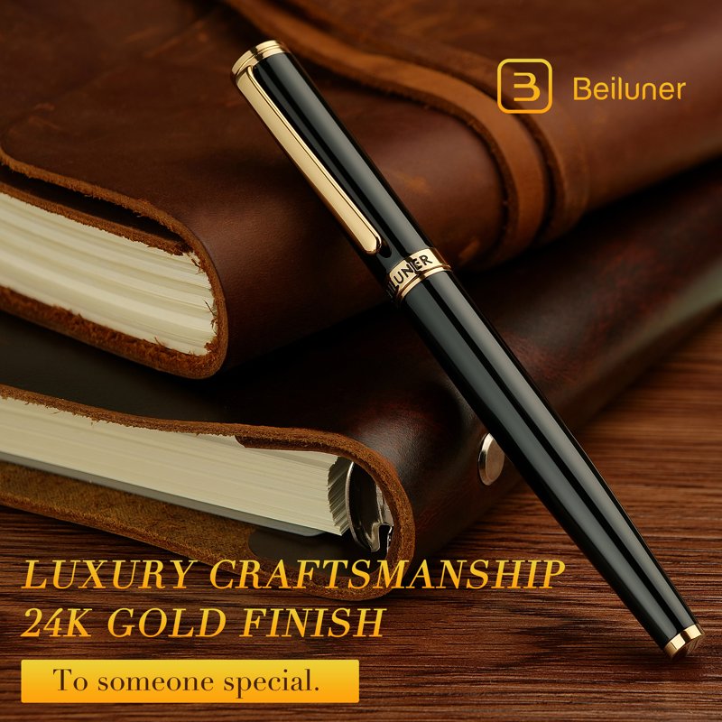 Luxury Fountain Pen with 24K Gold Finish and Gilded Nib - Elegant Gift Set