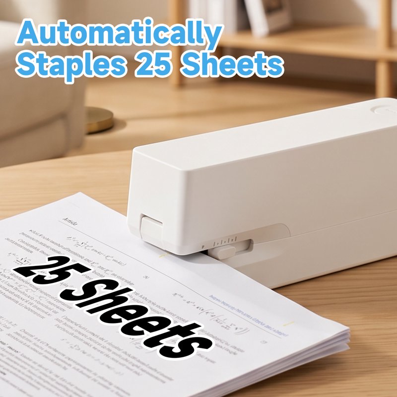 Electric Stapler for Office 25 Sheets with Staples & Remover - White & Black Options