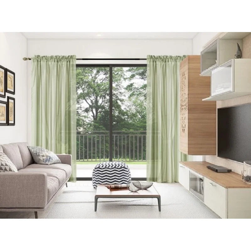 Semi-Sheer Faux Silk Window Curtains 2-Pack - Light Filtering, Privacy, Elegant Design