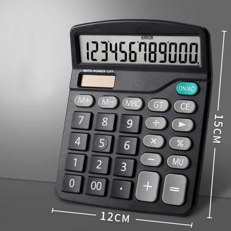 12-Digit Desktop Calculator with Large LCD Display Solar Battery Dual Office Home School
