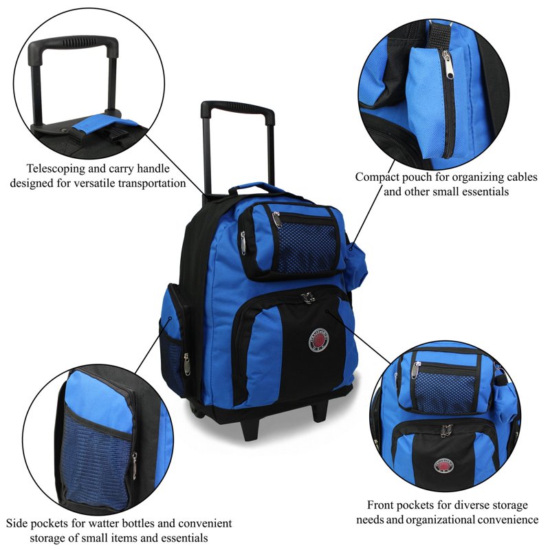 22-Inch Travel Rolling Backpack Airline Approved with Multiple Compartments