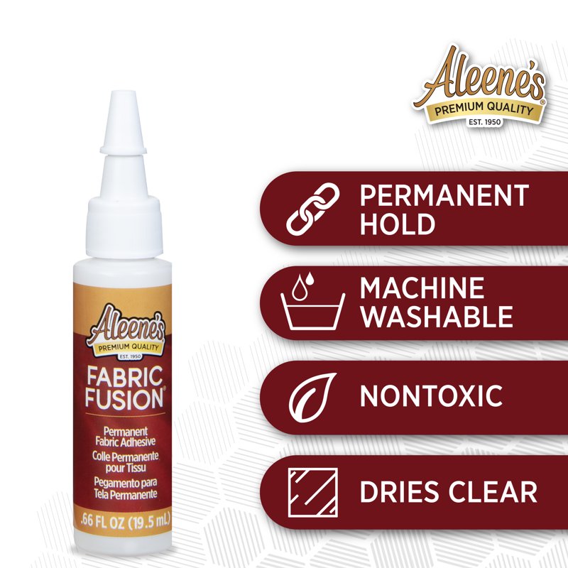3 Pack Fabric Fusion Permanent Fabric Glue - Clear, Dries Flexible