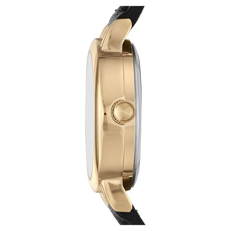 Women's Gold Tone Analog Wristwatch with Faux Leather Strap - Easy Read Dial