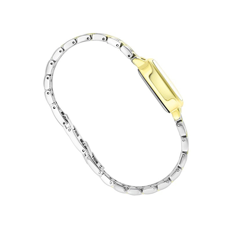 Women's Two-Tone Square Face Analogue Watch with Bracelet