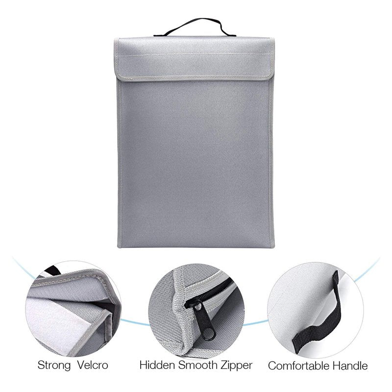 Fireproof Waterproof Document Organizer Bag 15x11 Inches with Zipper