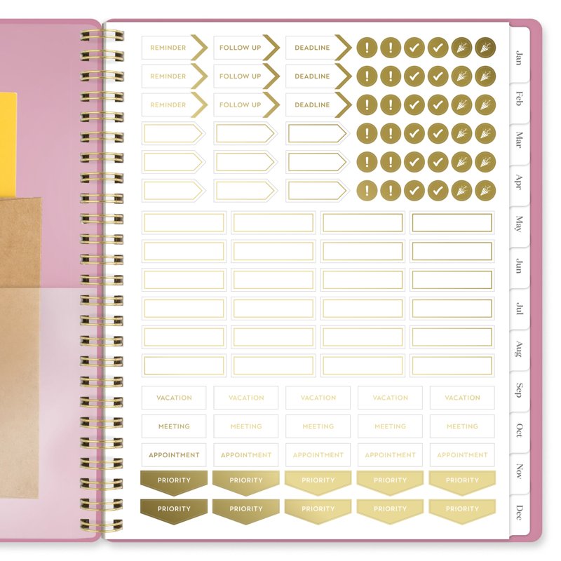 2026 Weekly Monthly Planner - Medium Size, Pink Cover, Office Organization