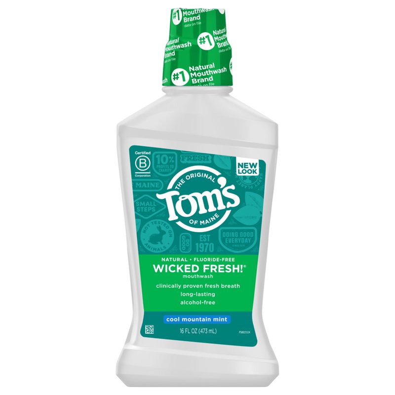 Natural Alcohol-Free Mint Mouthwash - Long-Lasting Fresh Breath 16oz