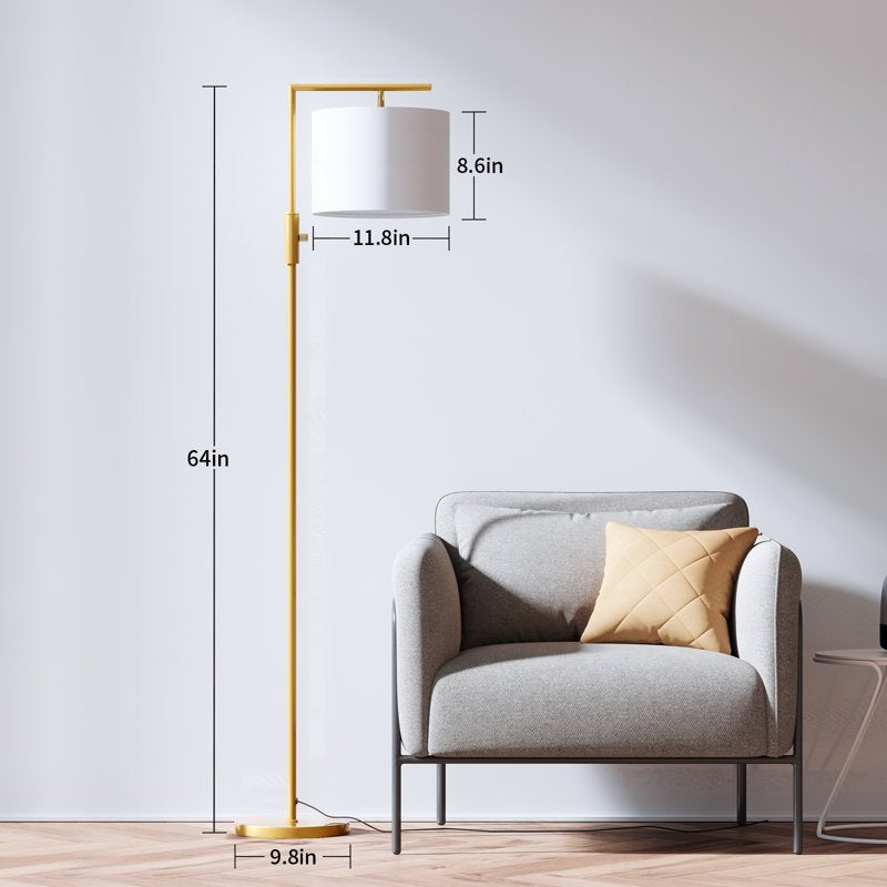 Modern Standing Floor Lamp with Rotatable Shade and 3 Color Temperatures - Gold or Black