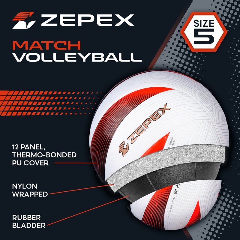 Size 5 Match Volleyball with Premium PU Cover for Indoor Outdoor Play