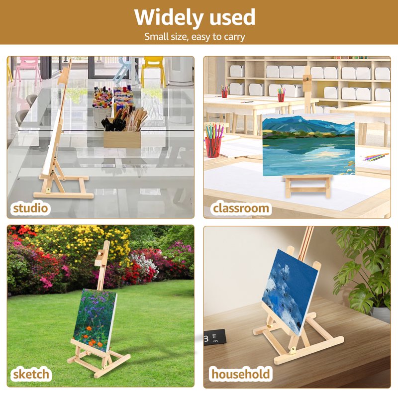 Adjustable Wooden Desktop Art Easel for Painting & Display, Holds Up to 16.5 Inches
