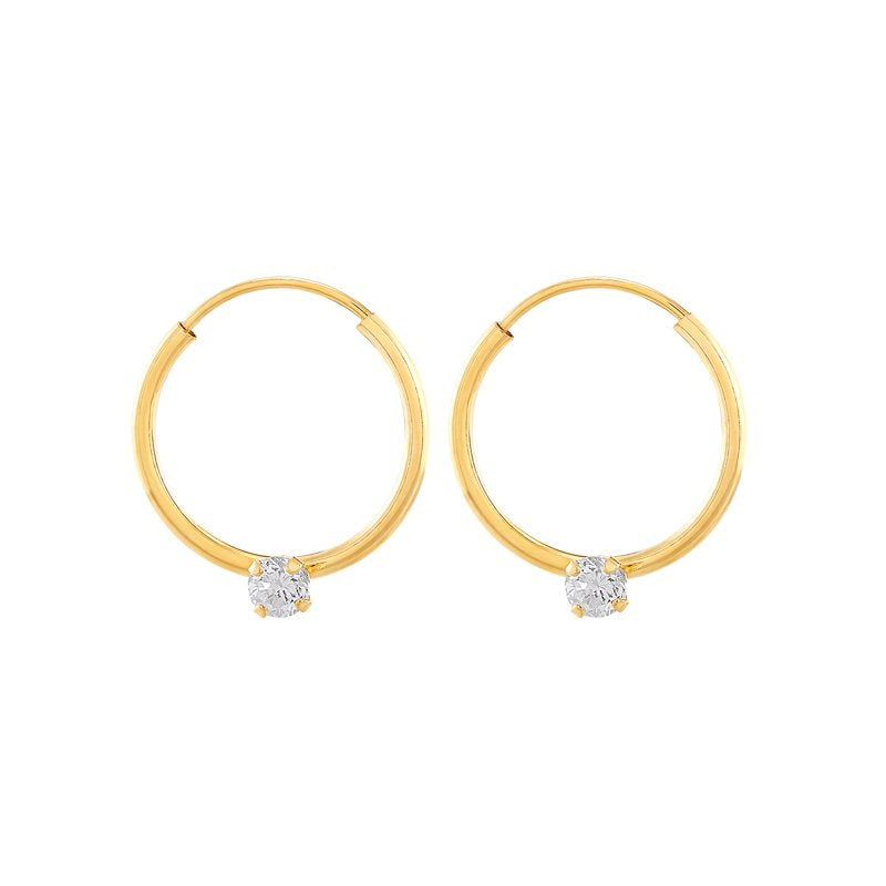Gold Hoop and Stud Earrings Set with Cubic Zirconia – 10K Yellow Gold, Women & Girls Jewelry
