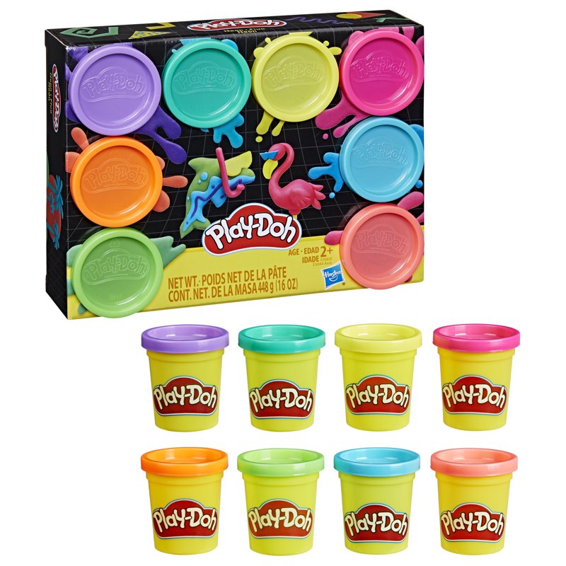Play-Doh Neon Colors 8 Pack of Non-Toxic Modeling Compound for Kids - Bright Arts & Crafts