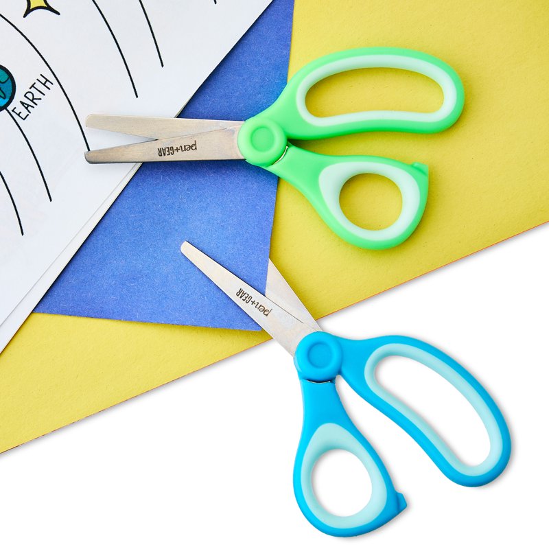Kids Safety Scissors 5-inch Blunt Tip Classroom Craft Supplies 2-Pack