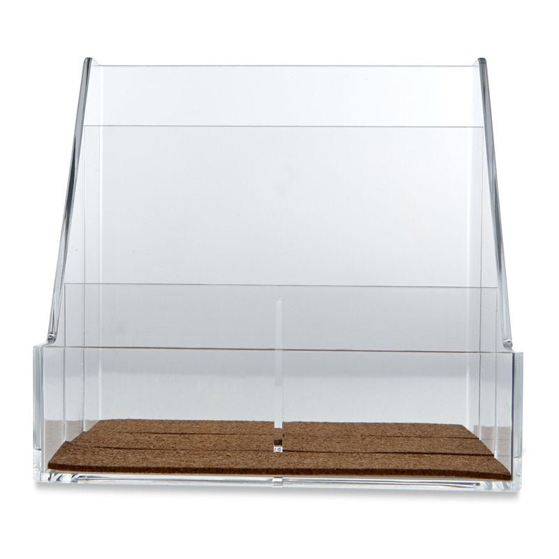 Acrylic Cork Desktop Organizer with 4 Compartments - Clear Office Storage