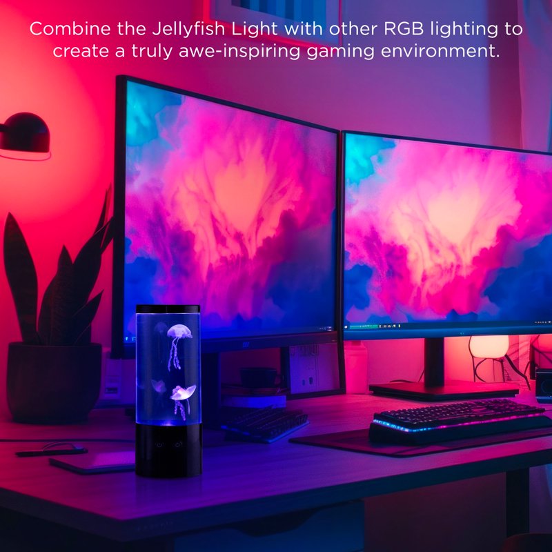 Jellyfish Night Light Lamp with Multicolor LEDs - 9 Inch USB Powered Relaxing Decor