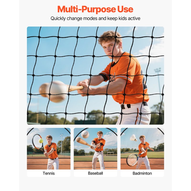 Portable Baseball Batting Cage 19.9x12 ft HDPE Steel Frame Backyard Training