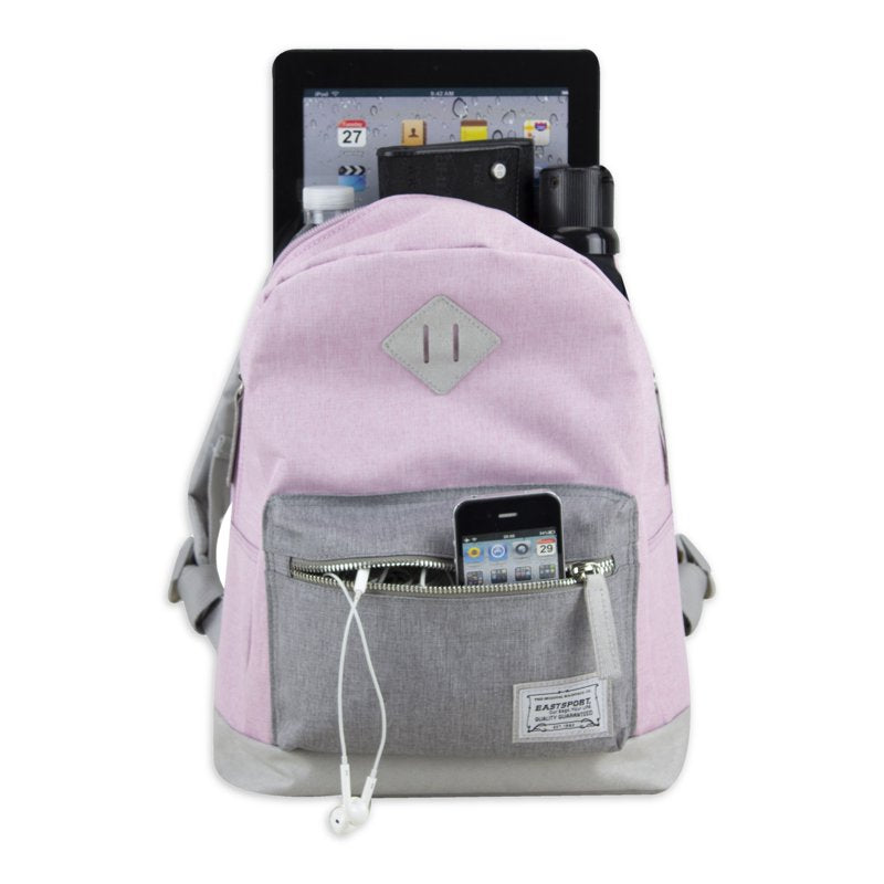 Mini Backpack for Women with Tech Sleeve & Padded Straps - Pink Grey