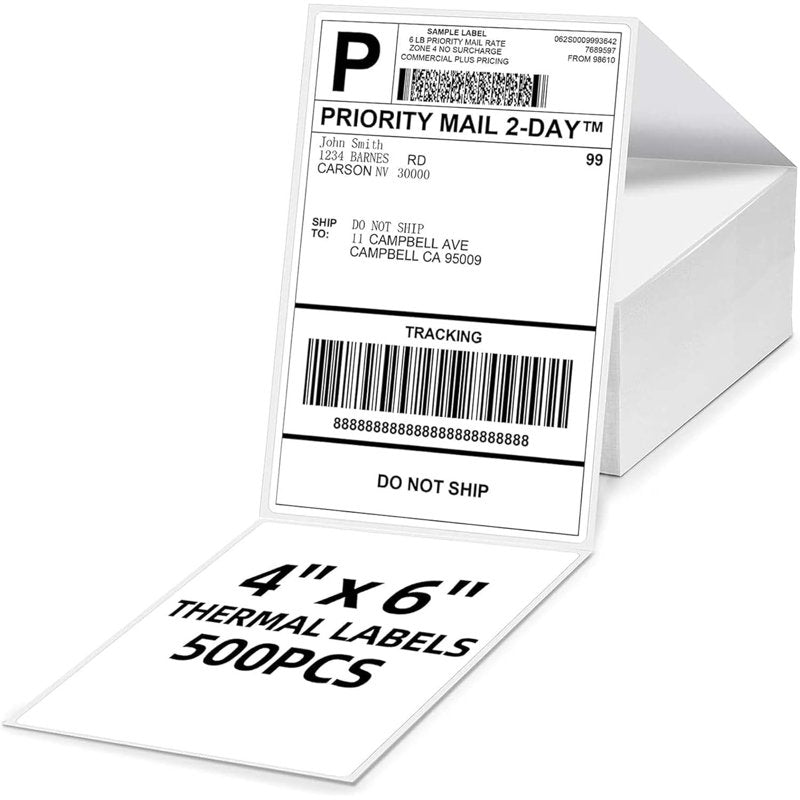 4 x 6 Waterproof Shipping Labels Bulk Pack with Strong Adhesive for Thermal Printers