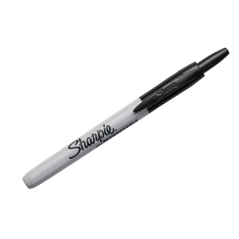 Retractable Permanent Markers - Fine Point Black Ink, Pack of 36