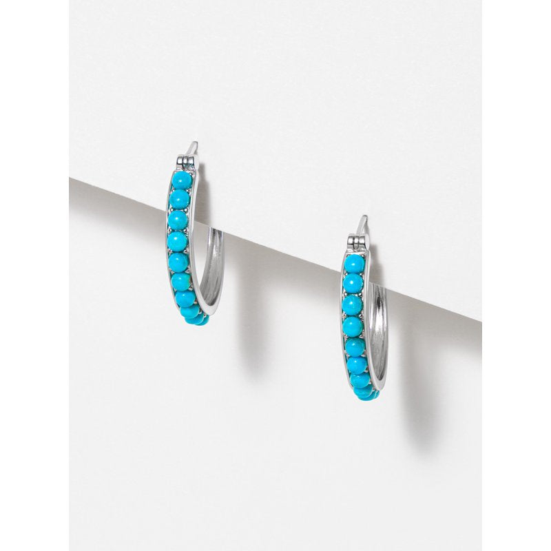 Women's Platinum Over Silver Hoop Earrings with Turquoise & Opal Variations