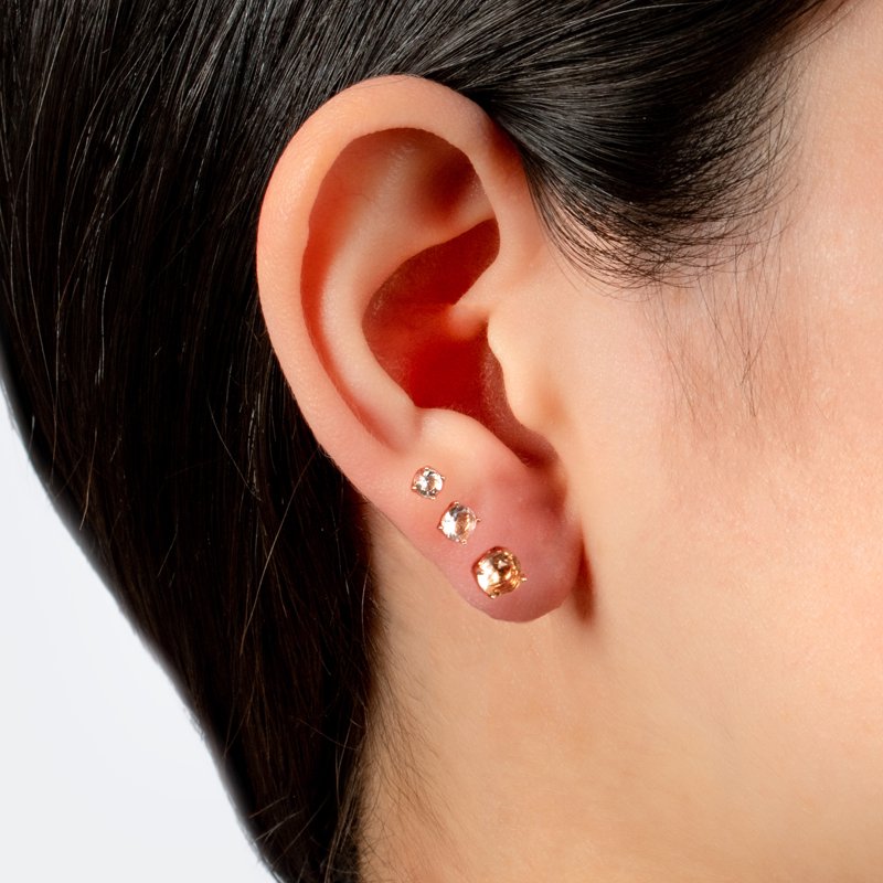 Morganite Cubic Zirconia Stud Earrings Set - Rose Gold Sterling Silver for Women & Teens