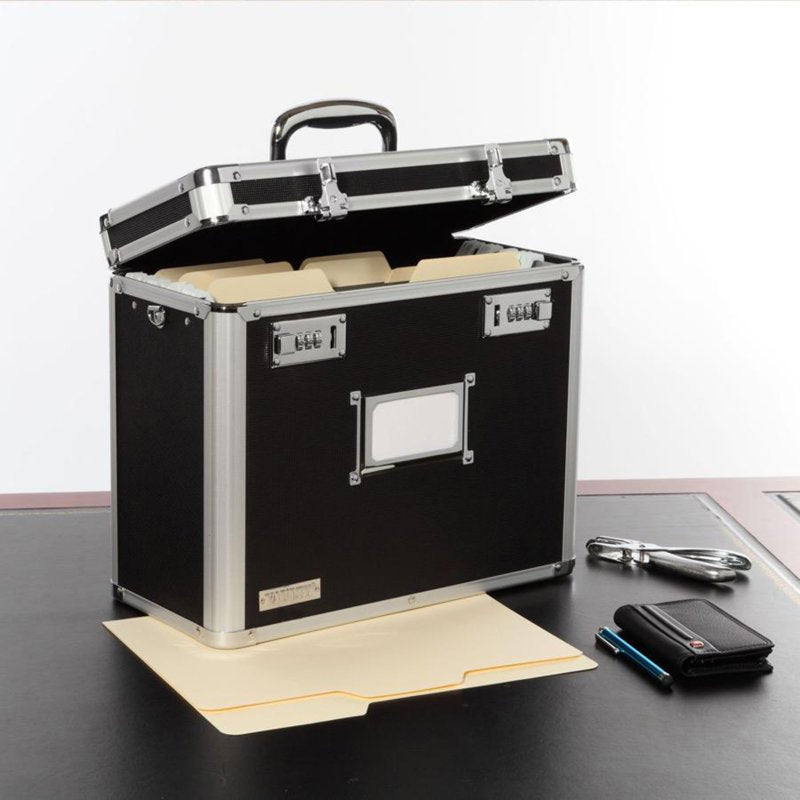Vaultz Locking File Tote - Letter Size, Heavy-Duty Security Case, Black
