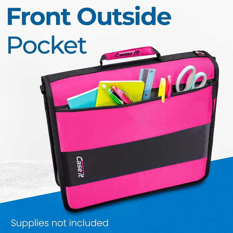 Zipper Binder with 2-Inch O-Rings, Multiple Pockets, Shoulder Strap